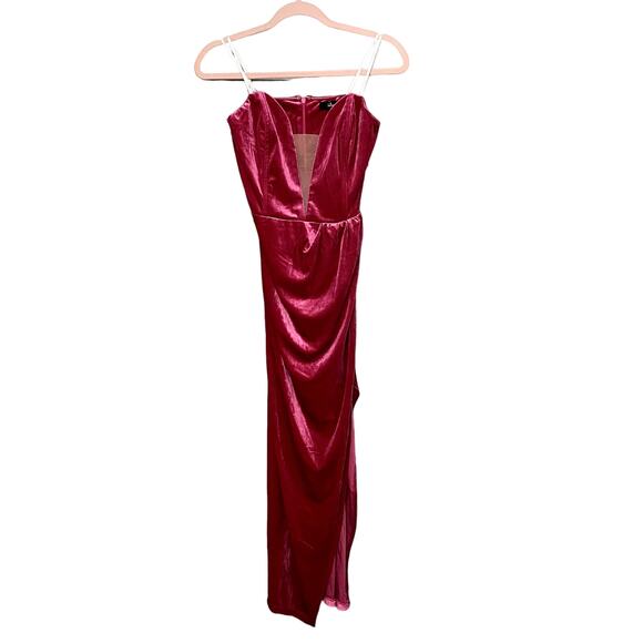 NEW Lulus My Dream Come True Pink Velvet Strapless Elegant Maxi Dress L - Picture 3 of 10